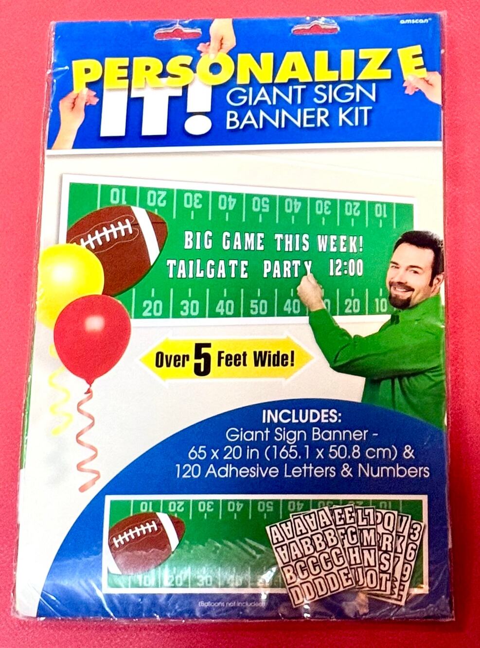 Giant Football field Sign Banner Kit 65”x20” 120 adhesive letters and numbers
